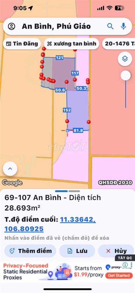 ĐẤT 2,86HA MẶT TIỀN ĐT741 – NGANG 159M – CÓ THỔ CƯ – SỔ RIÊNG
