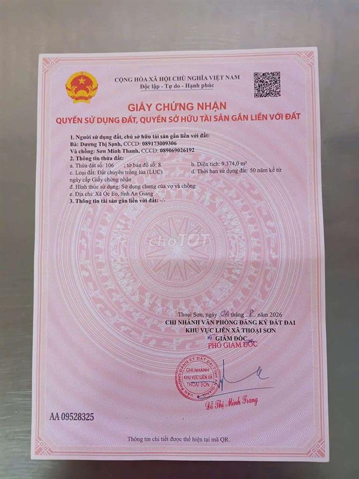 Bán đất Thoại Sơn An Giang