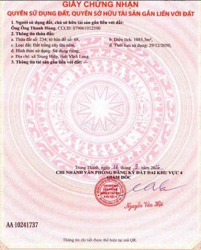 đất chính chủ , cần bán