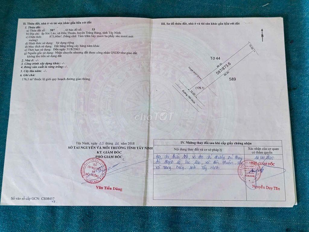 Đất mặt tiền nhựa 789