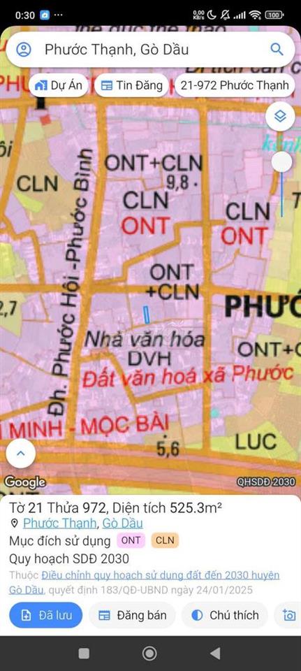 Bán đất thổ cư tại Phước Thạnh, Gò Dầu, Tây Ninh
