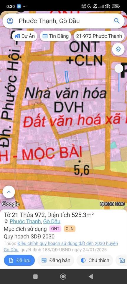 Bán đất thổ cư tại Phước Thạnh, Gò Dầu, Tây Ninh