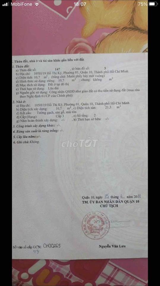 cần bán nhà gần khu ẩm thực Hồ thị kỷ quan 10 cũ