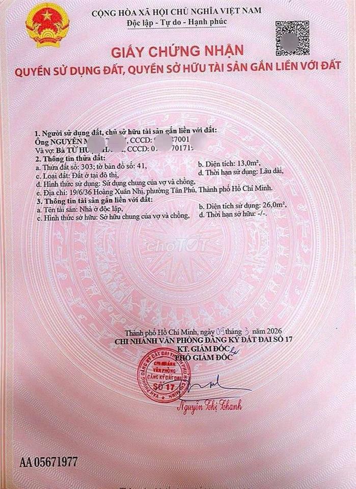 (hh40tr) Nhà 3 tầng sổ hồng riêng ngay Ngã tư Lạc Long Quân Âu Cơ