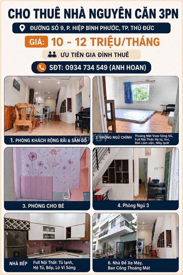 Cho Thuê Nhà Nguyên Căn 3PN - Full Nội Thất - Giá 11-12 Triệu/ Tháng