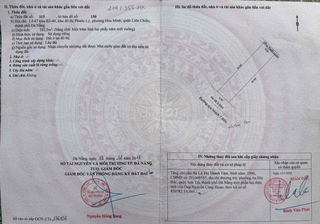 Bán đất Nguyễn Thị Cận - Phước Lý