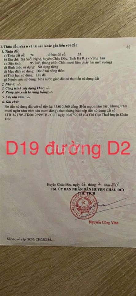 bán nền sonadezi châu đức , hữu phuóc, ngãi giao