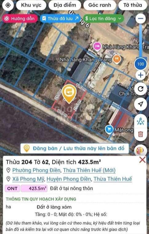 ĐẤT NÊN 423M2, GIÁ TỐT TẠI PHONG ĐIỀN