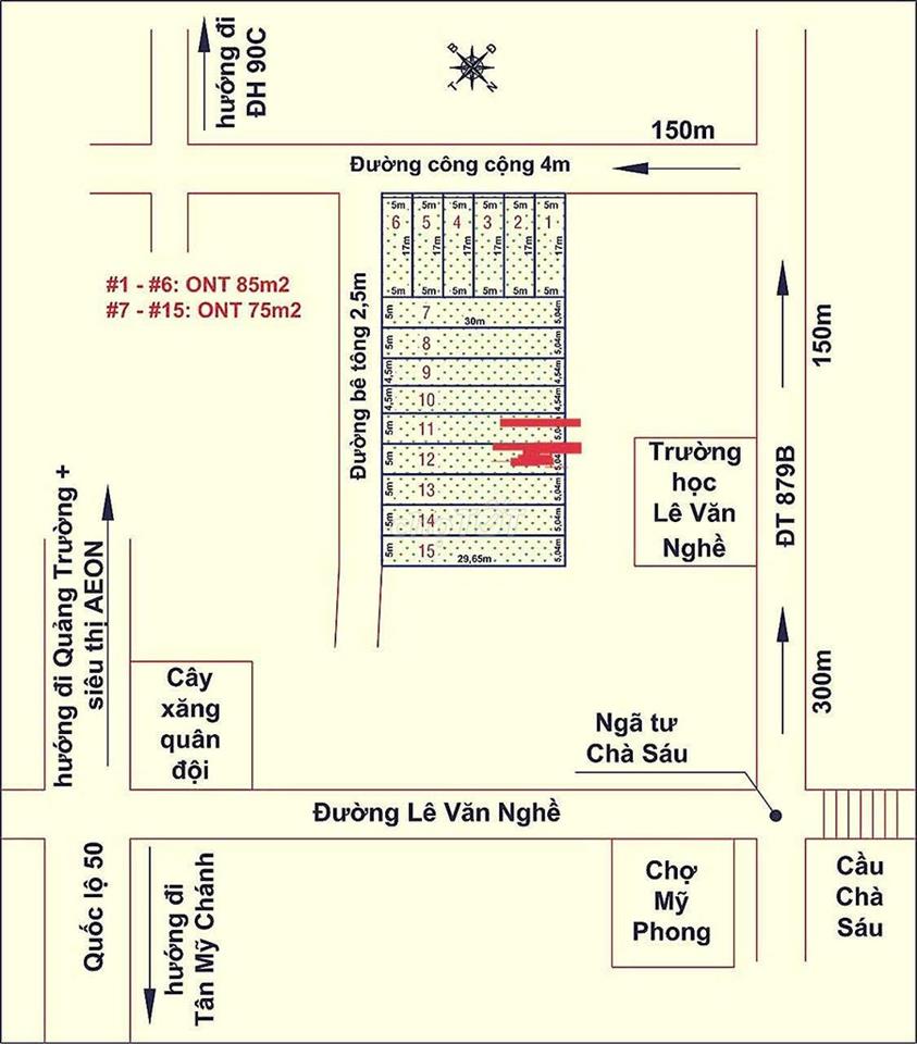 Bán 2 nền đất liền kề Mỹ Phong - Đồng Tháp giá 590 triệu/ nền