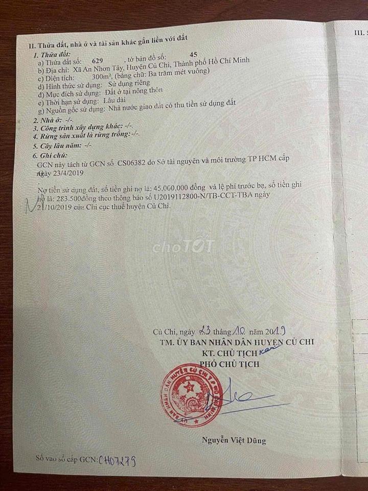 Đất MTĐ 762,An Nhơn Tây,Củ Chi,HCM.