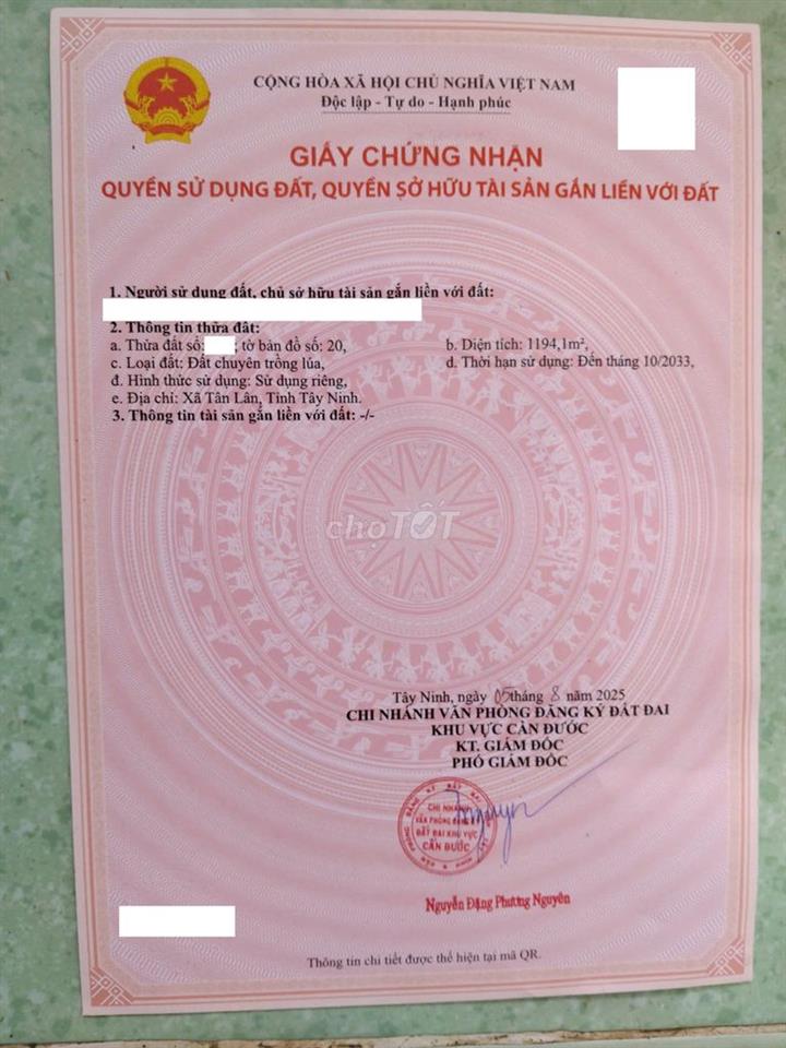 Bán đất đẹp xã Tân Lân , sổ sẵn , công chứng ngay