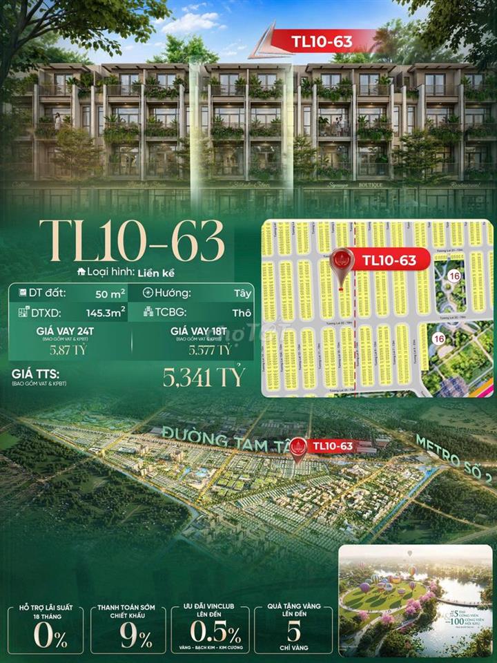 TL10 - 63 NHÀ PHỐ VINHOMES HÓC MÔN