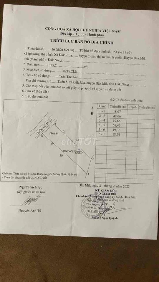 đất 312 ngay quốc lộ 14