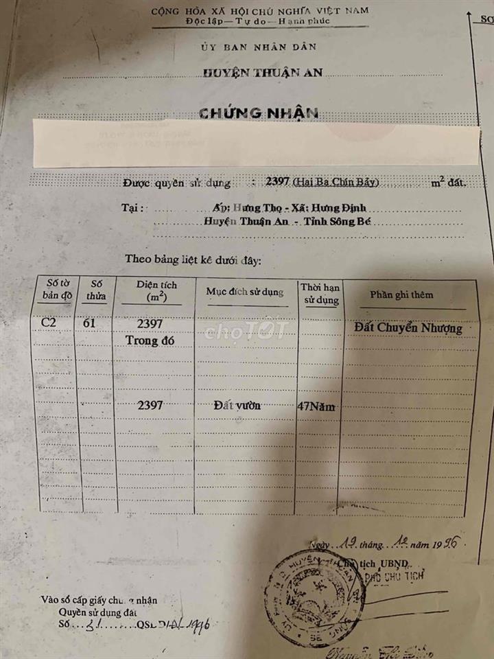 Cần bán đất vườn DT 25x40 = 1000 m2 có 200 m2 đất ở