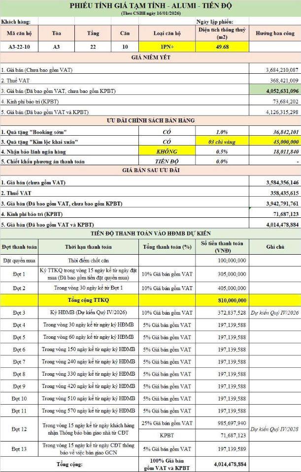 Chính chủ cần bán căn hộ 1PN+ dự án Alluvia City Văn giang Hưng yên.