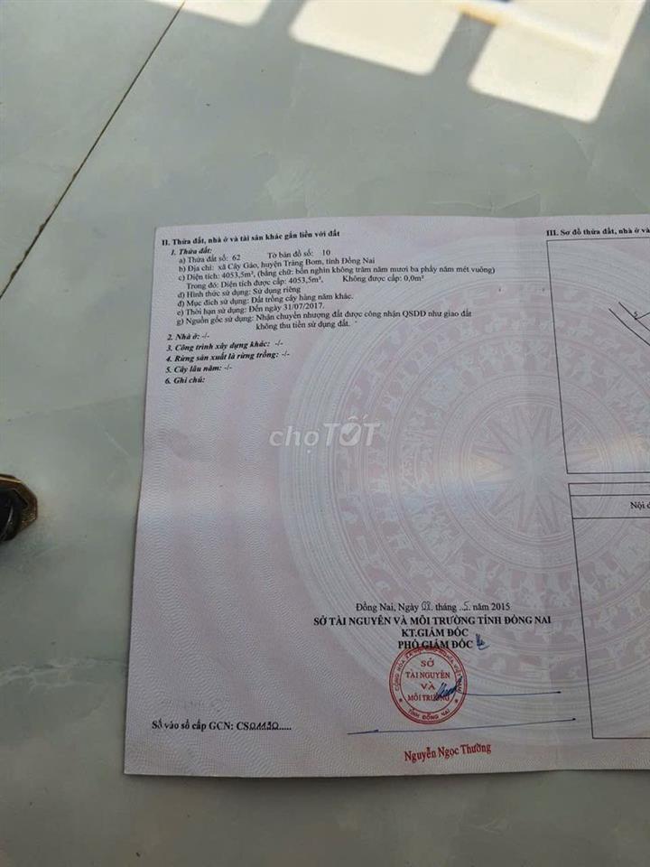 Chính chủ cần bán đất ở cây gáo , trảng bom , đồng nai