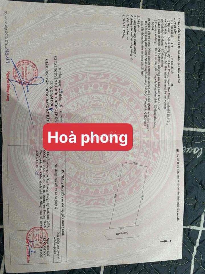 bán lô đất xã hoà vang