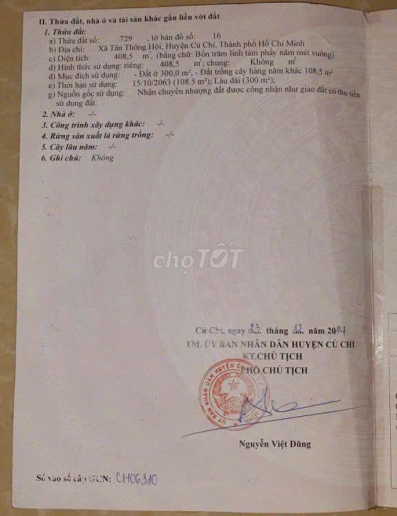 Đất giá tốt - 780Tr/408m2 Xã Tân Thông Hội, Củ Chi