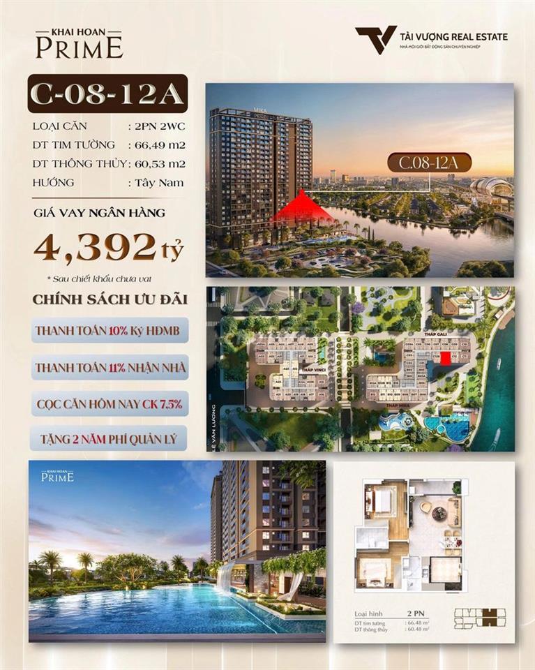 CĂN HỘ 2PN + 2WC - THANH TOÁN 10% KÝ HĐMB - TẶNG 2 NĂM PHÍ QUẢN LÝ