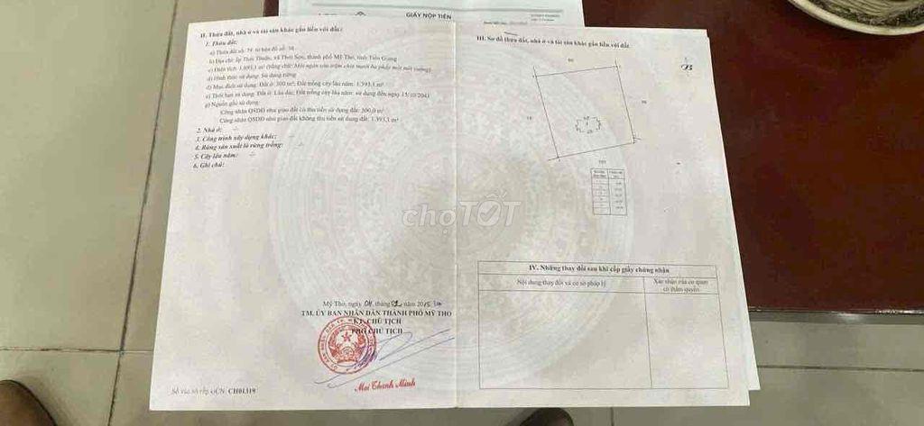 BÁN ĐẤT VƯỜN - THỔ CƯ ( EM CHÍNH CHỦ ) CỒN DU LỊCH THỚI SƠN, TP MỸ THO