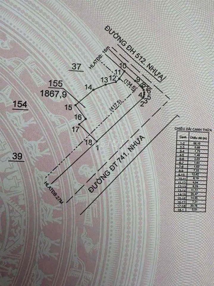 Đất 2 mặt tiền ĐT741 và DH512. Nhựa lớn 2 chiều đối diện cây xăng phướ