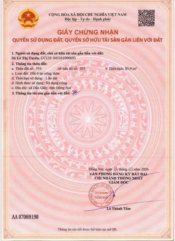 Đất phường Dầu Giây, mềm nhất phân khúc cho anh em đầu tư