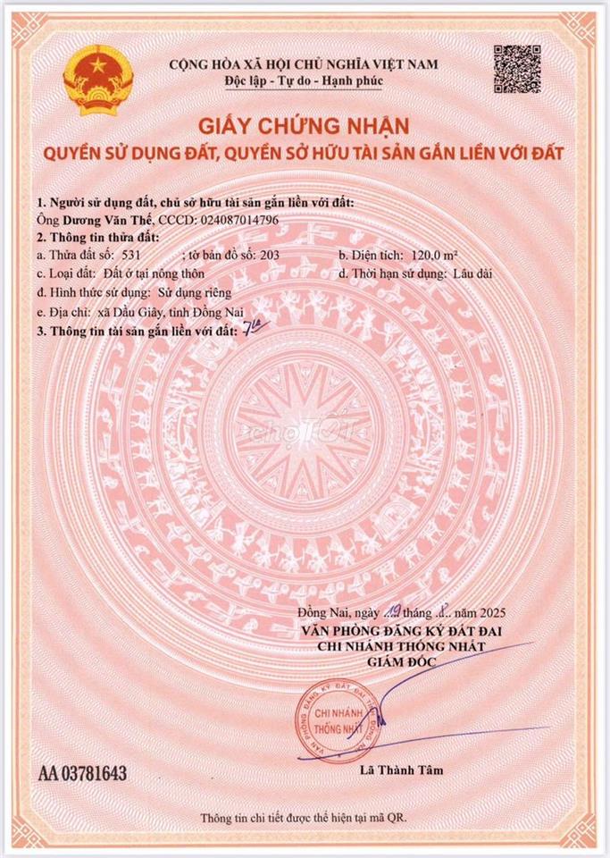 Đất phường Dầu Giây, mềm nhất phân khúc cho anh em đầu tư