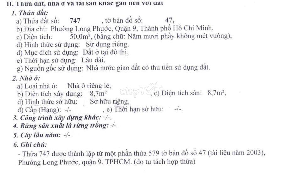 🏡 ĐẤT NỀN LONG PHƯỚC – TP. THỦ ĐỨC | 50M² | SỔ HỒNG RIÊNG