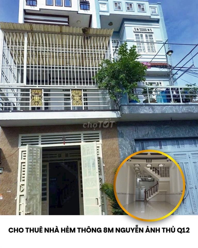 CHO THUÊ NHÀ HẺM THÔNG 8M ĐƯỜNG NGUYỄN ẢNH THỦ P. HIỆP THÀNH Q12