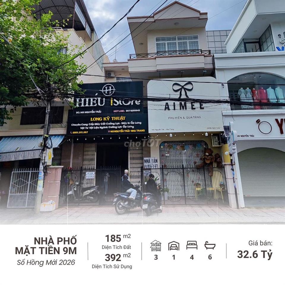 Bán Nhà Phố MT 9m - Nguyễn Trãi Nha Trang - 392m2 - Sổ Mới 2026
