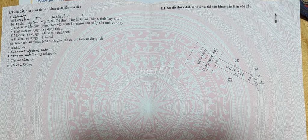 Đất mặt tiền kênh TN-21, xóm mới 2, trí bình, SHR, TC toàn bộ