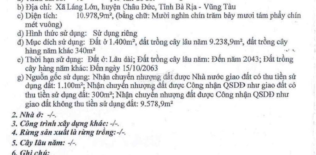 đất Bà Rịa 11000m2 cho nhà đầu tư
