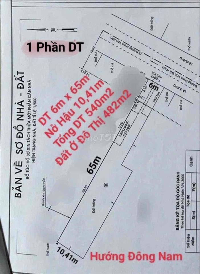 mặt tiền đường Phan Văn Đối ngang 14,5 dài 65m tiếp khách thiện chí