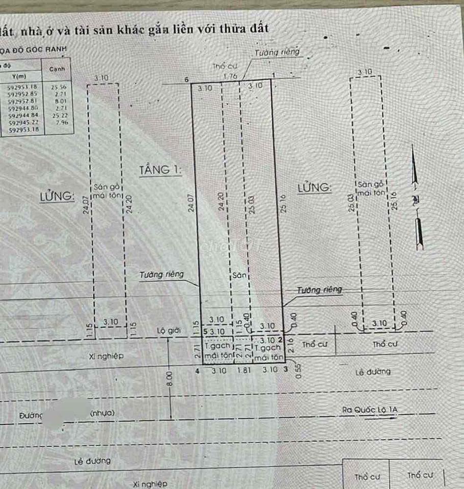 Gần QL1a  224,4m2 SHR có 14 phòng đang cho thuê trọ.