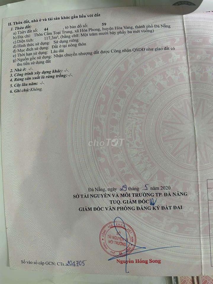 CHÍNH CHỦ CẦN BÁN LÔ ĐẤT ĐẸP – GẦN TRƯỜNG ÔNG ÍCH KHIÊM, HÒA VANG
