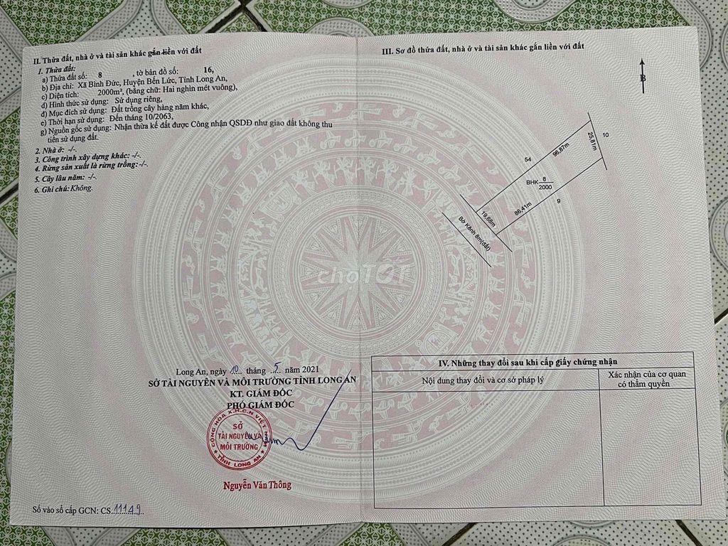 Bán Đất Mặt Tiền Kênh Ranh Bình Đức Thủ Thừa
