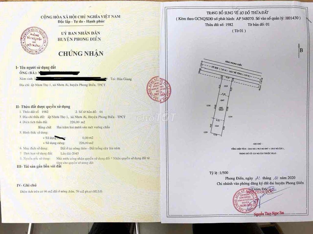 Nhà MT lộ ôtô 4m , Phong Điền , Tp. Cần Thơ