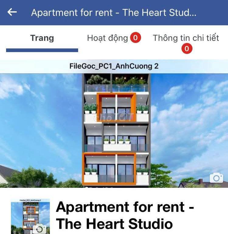 Chính chủ cho thuê căn hộ Studio cao cấp trung tâm TP.Biên Hoà.