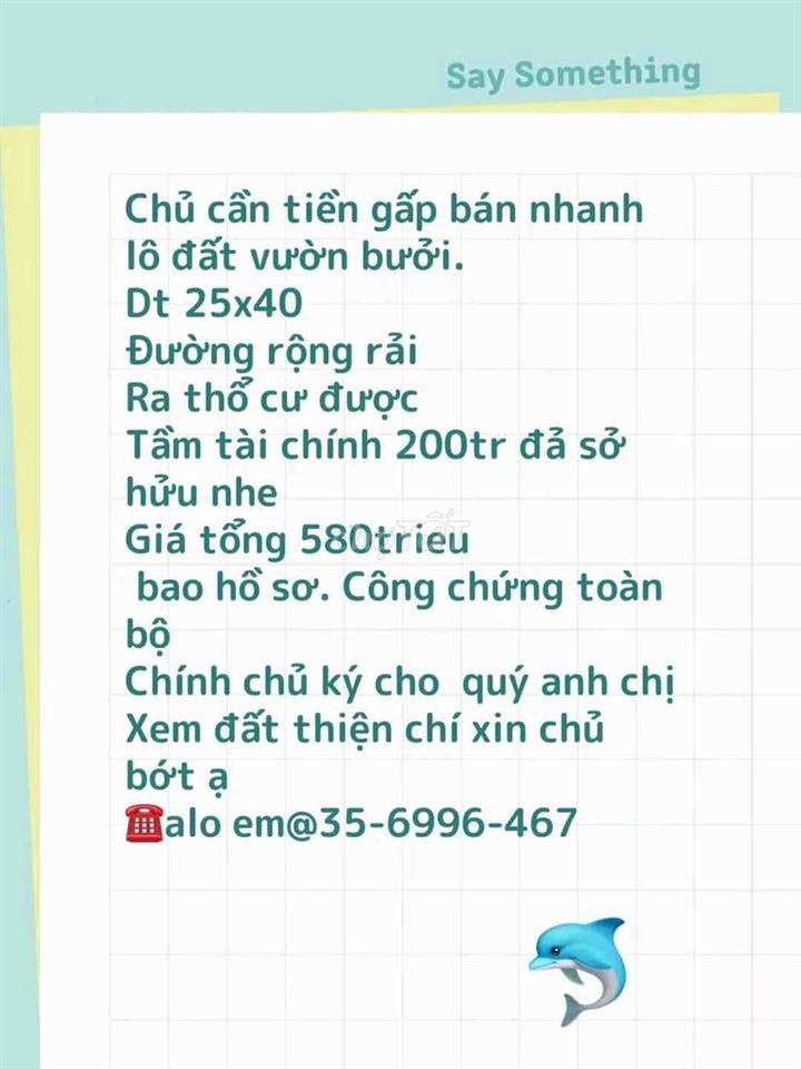 chủ cần bán gấp 1000m 2 vườn bưởi.