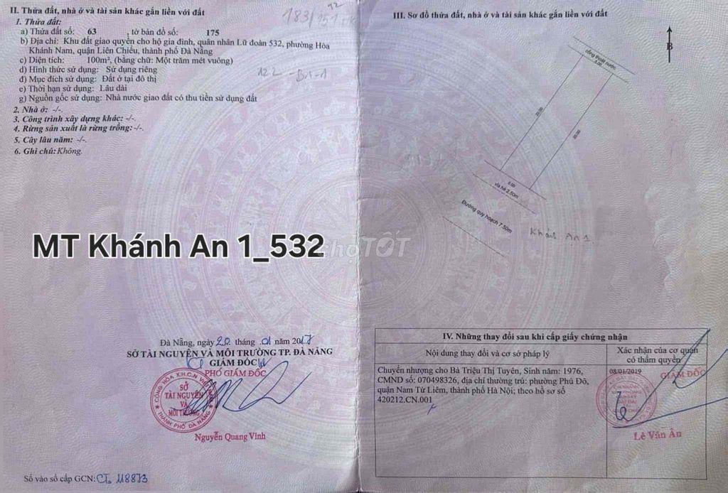 bán đất khánh an 1 đường 7,5m
