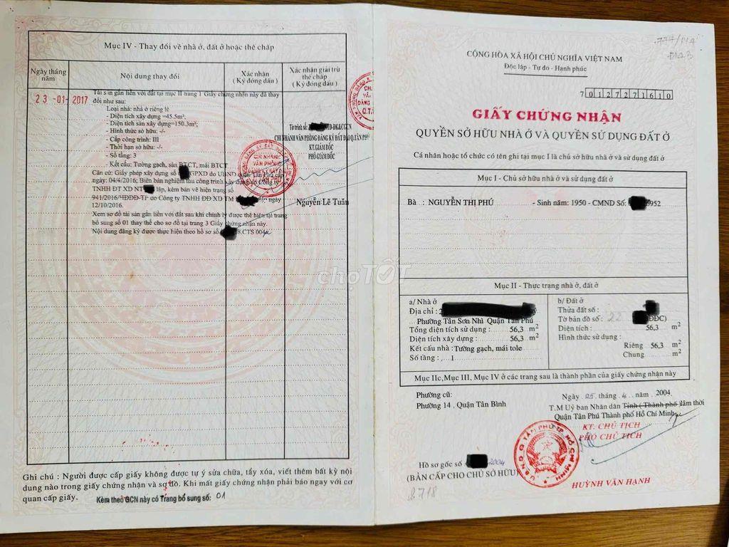 CƯỚI JANG DONG GUN, SANG HÀN Ở, BÁN NHÀ HXH P.TÂN SƠN NHÌ Q.TÂN PHÚ