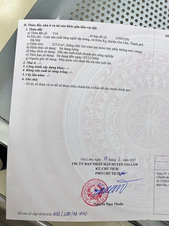 Bán nhà đất cụm làng nghề Kiêu Kỵ Gia Lâm, sổ đỏ chính chủ,