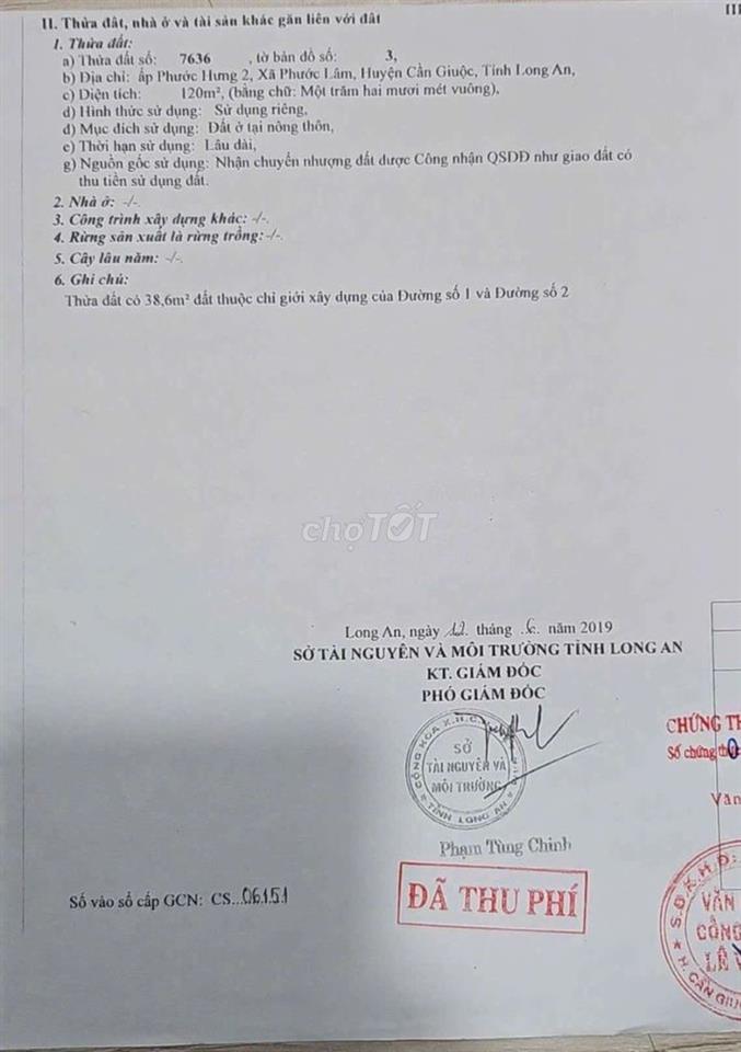 Bán lô đất full thổ góc 2 mặt tiền