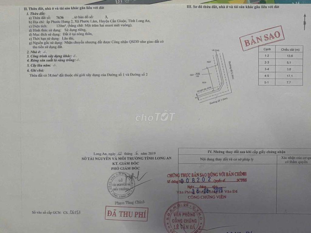 Bán lô đất full thổ góc 2 mặt tiền