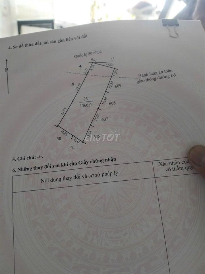 Cần bán mảnh đất mặt tiền QL80 gần cụm công nghiệp Cái Tàu Hạ,
