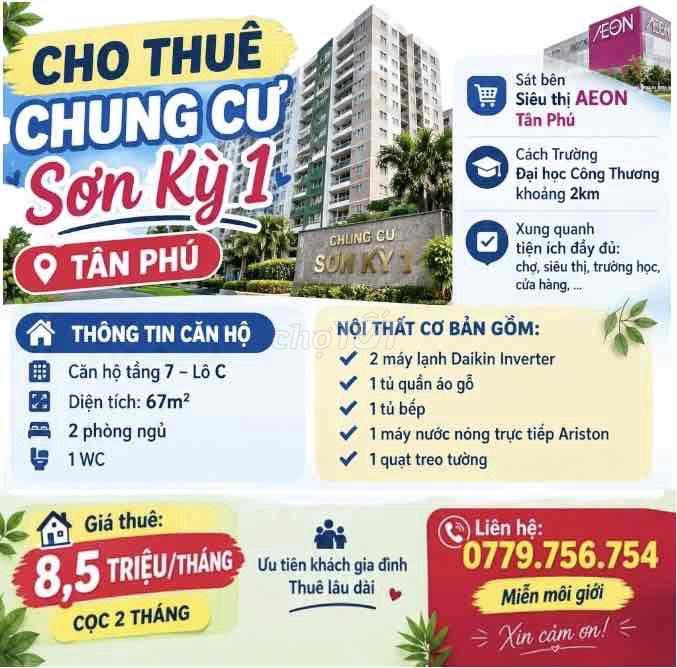 Cho thuê căn hộ chung cư Sơn Kỳ 1(chung cư thang máy)