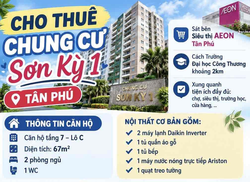 Cho thuê căn hộ chung cư Sơn Kỳ 1(chung cư thang máy)