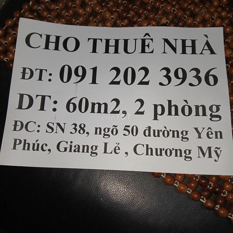 Cho Thuê Nhà 60m2, 2 phòng ngủ, 1 vệ sinh, có sân để xe 