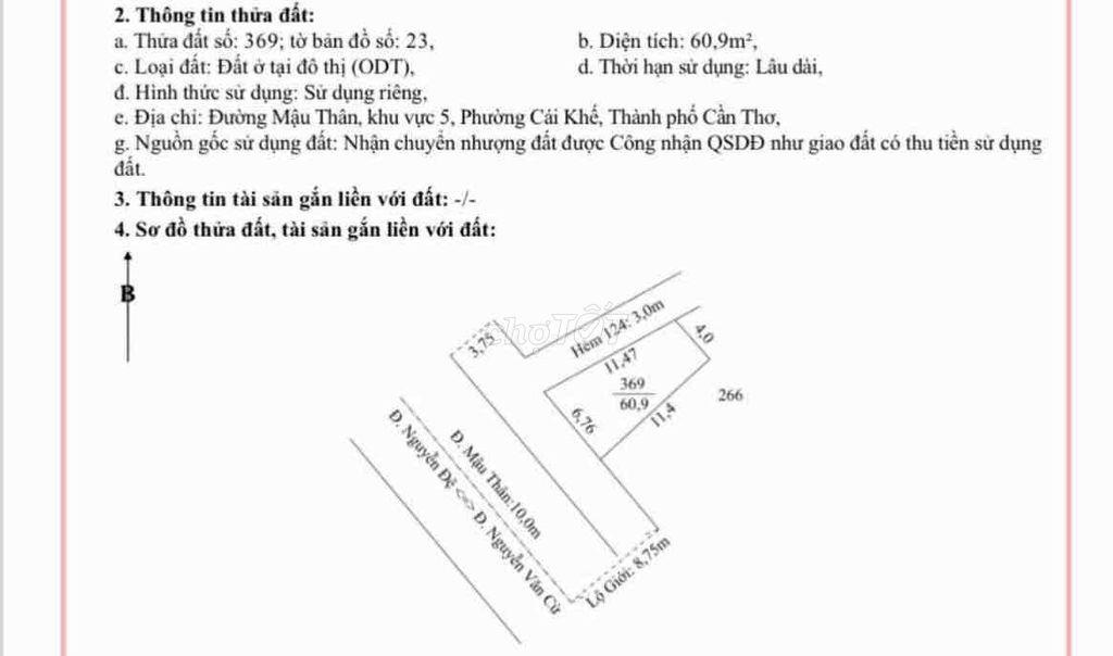 Mặt tiền Mậu Thân giá sốc chỉ 3.9 tỷ