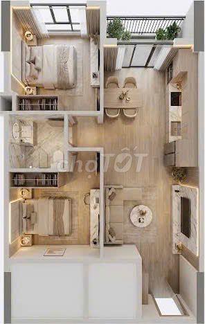 [CĂN HỘ 2PN 1WC 50 m² | THIÊN QUÂN MARINA PLAZA]